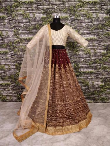 MAROON COLOR PARY WEAR LEHENGA 