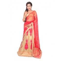 Embroidered Red Lehenga Saree