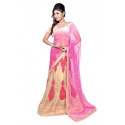 Fancy Pink Embroidered Net Lehenga Saree