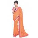 Georgette Dual Border Orange Saree
