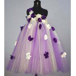 Purple Flower Tendril Tutu Gown