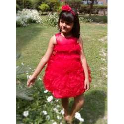 Red Rose Party Blossom Kids Dress
