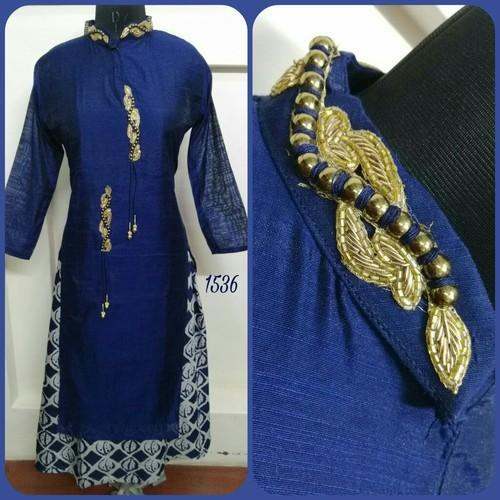 Chanderi Amd Silk Kurti With Printed Reyon Inner