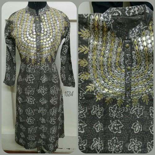 Printed Cotton Kurti With Gota Work by Anek Ventures