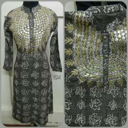 Printed Cotton Kurti With Gota Work