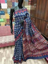 Ajrakh Print Mulmul Cotton Saree for Ladies