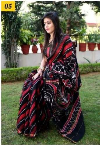 Batik Printed Chanderi Silk Saree