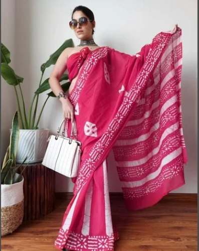 Ladies Hand Block Printed Cotton Saree by R C Printers