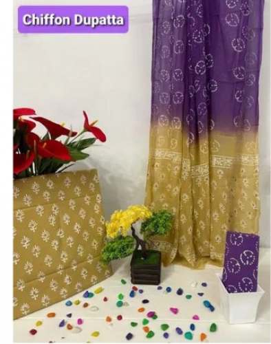 Printed Cotton Suit With Chiffon Dupatta