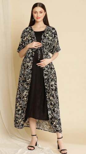 Stunning Black Maternity Feeding Dress Kurti 