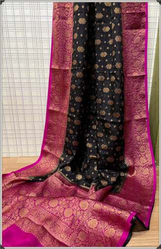 Buy Dupion Saree With Contrast Blouse For Ladies