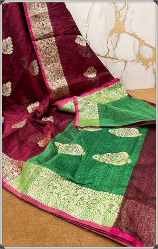 Party Wear Semi Linen Silk Saree For Women