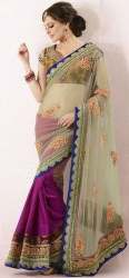 Fancy Net Saree With Embroidered Blouse 