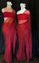 Crystal organza shaded Berry Red Saree thumb 1
