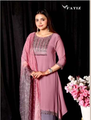 Exclusively handcrafted Mauve colour georgette suit by Fatiz Garments And Events Pvt Ltd