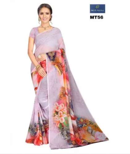  Fancy designer Digital Print Chiffon Saree  by Moti Textiles