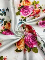 Multicolor Floral Digital Printed Japan Satin Fabric