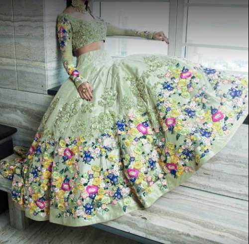 Mint Green Embroidery Lehenga Choli At Wholesale by Agarwals Designer Hub