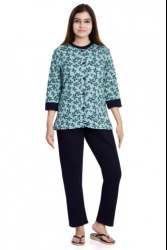 Designer Printed Ladies Cotton Pajama Set 