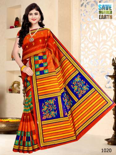 Pure Cotton printed saree by Khushbu Textile