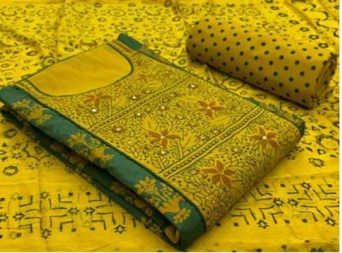 Ladies Designer Fancy Printed Cotton Suit Material  by Shree Hinglaj Dresses
