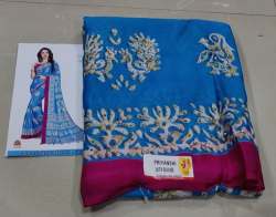 Casual wear Blue Chiffon Printed saree