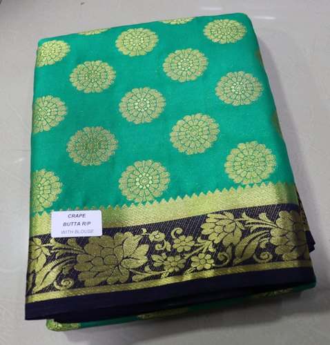 Sea Green Mysore Crepe Silk saree