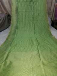 Fancy Green Jute Plain Saree For Women