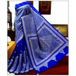 Fancy Blue Kantha Stitch Saree