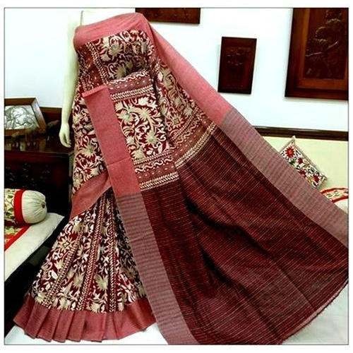 Kantha Stitch Saree by Swarupini Store