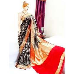New Arrival Handloom Banarasi Red And Black Saree
