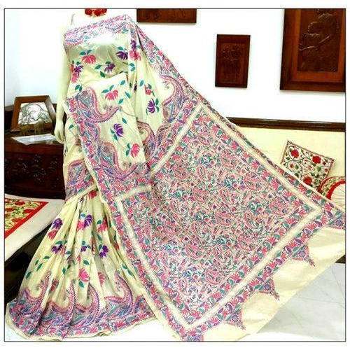 New Arrival Kantha Stitch Silk Saree