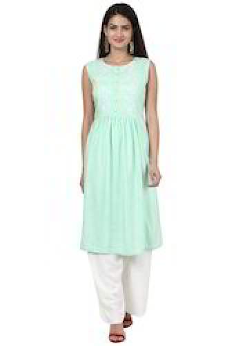 Green Kurta in Pastel shade with embroidered