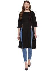  jaipur Prints Black High Slit Kurta