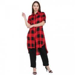 Jaipur Prints Checkered Red Kurta