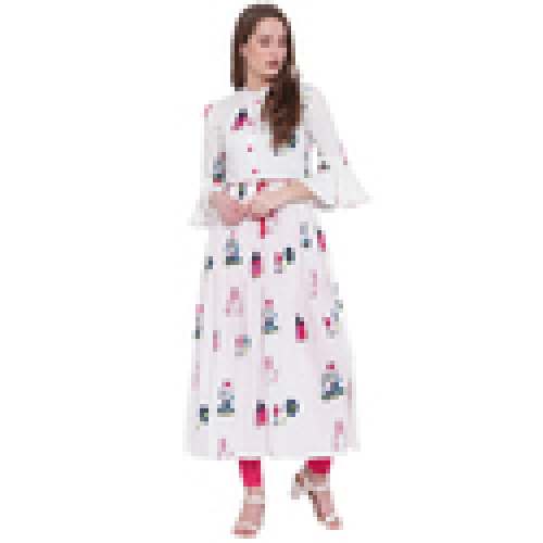 Jaipur Prints Rayon Flared Kurta With Bell Sleeves