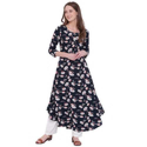 Jaipur Prints Rayon Printed High Low Flared Kurta