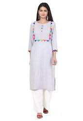 Kurti In Grey With Colorful Triangles