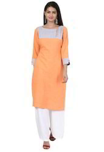 Orange Cotton Slub Kurta