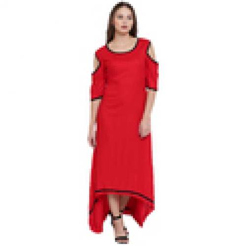 Red Long High Low Kurta