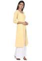 Yellow Long Kurta In Cotton Slub