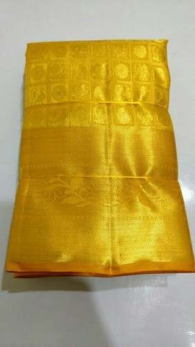 Golden Pure Kanchipuram Silk Saree by Shiva Sakthi Silks