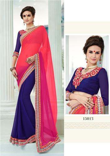 Ladies Plain Indian Saree by PN Textiles