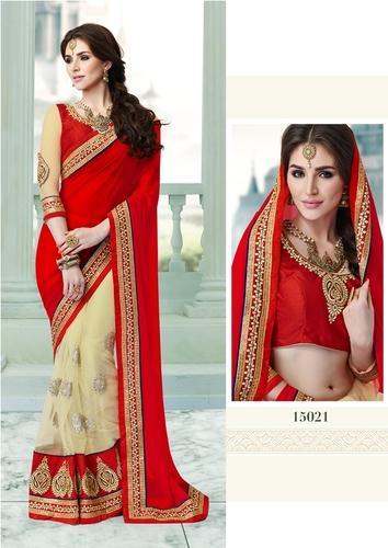 Red Designer Party Wear Saree for Ladies