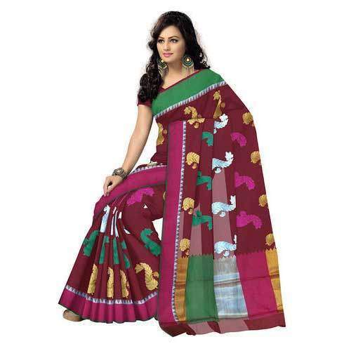 Fancy printed silk pattu saree by Srinath Cottons