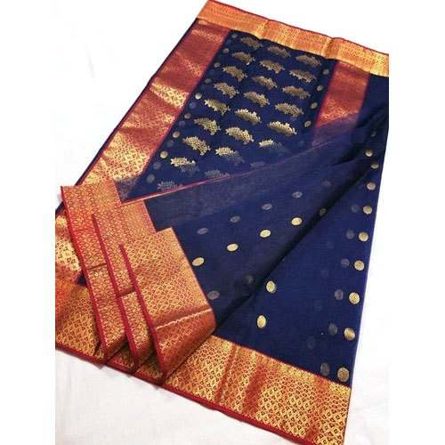 Royal Blue Chanderi silk saree  by L square Collection