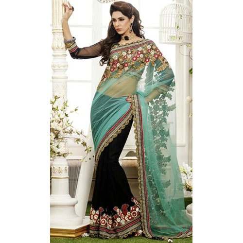 Wedding wear Net Embroidered saree