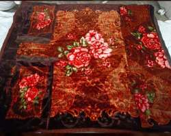 Wedding Silk Maroon bed sheet Set 