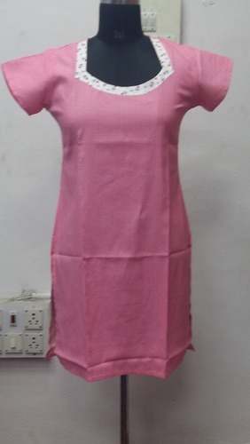 Pink Plain South Cotton Kurti 