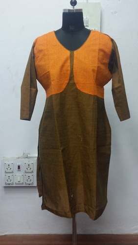 Plain Manglagiri Cotton Short Kurti  by Sri Vrinda Entterprises